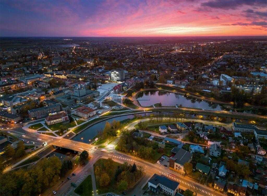 Panevėžys city view at sunset